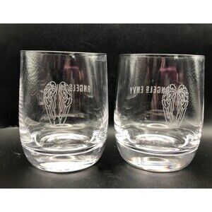 Angels Envy Bourbon Whiskey Glass Set of 2 Stolzle Lausitz Angel Wings Weighted